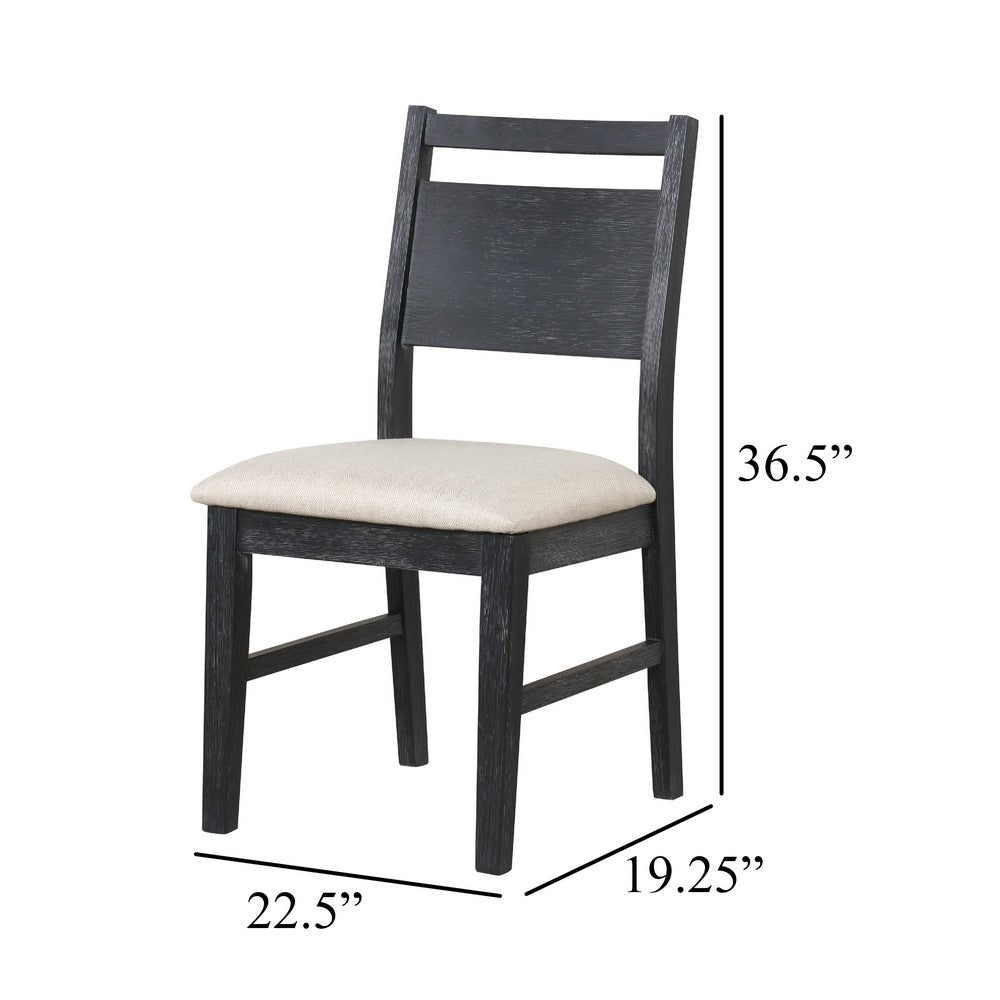 Saby Dining Side Chair Set of 2 | White Padded Seat | Black Frame
