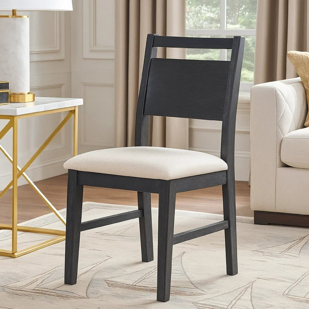 Saby Dining Side Chair Set of 2 | White Padded Seat | Black Frame