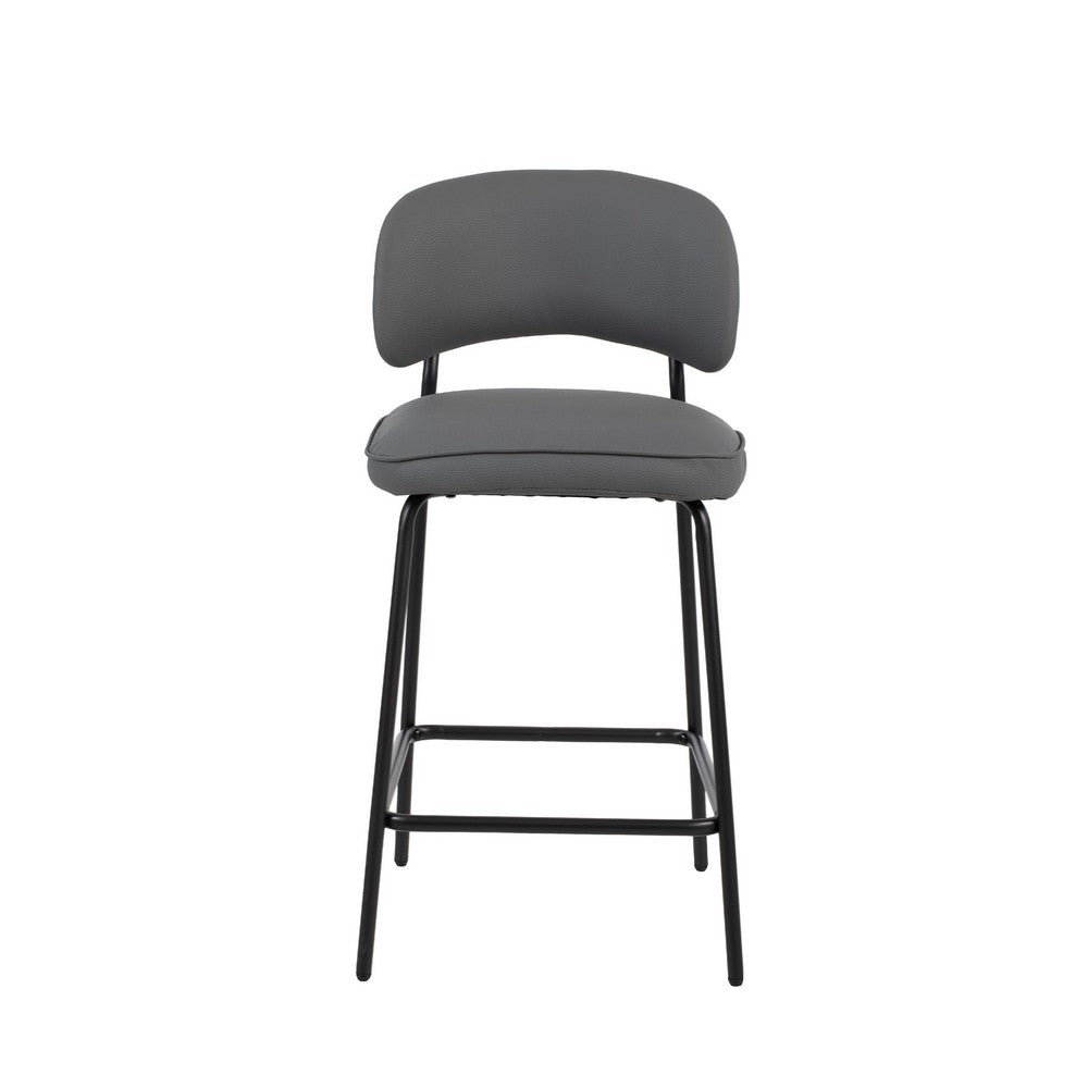 Bly Counter Stool Chair Set of 2 | Gray Faux Leather | Iron Base