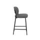 Bly Counter Stool Chair Set of 2 | Gray Faux Leather | Iron Base