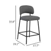 Bly Counter Stool Chair Set of 2 | Gray Faux Leather | Iron Base
