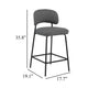 Bly Counter Stool Chair Set of 2 | Gray Faux Leather | Iron Base