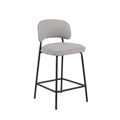 Bly Counter Stool Chair Set of 2 | Ivory Faux Leather | Iron Base