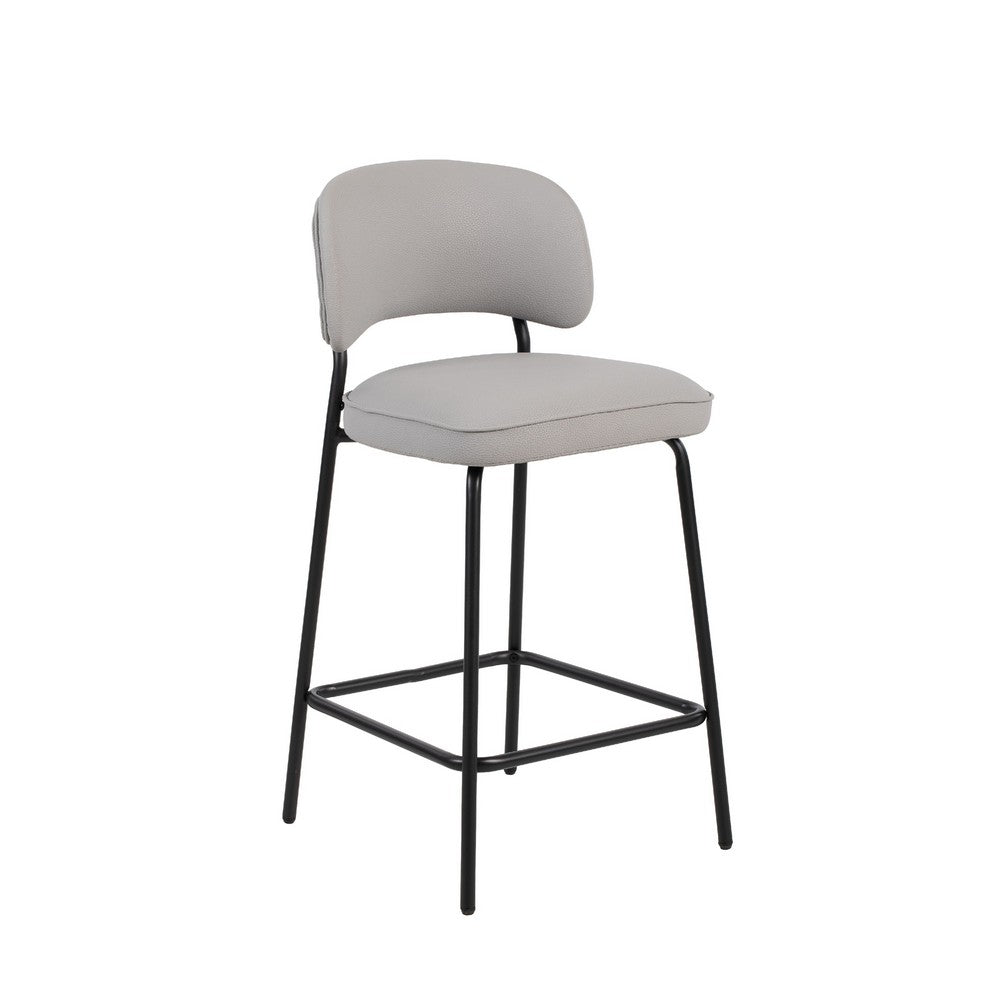 Bly Counter Stool Chair Set of 2 | Ivory Faux Leather | Iron Base