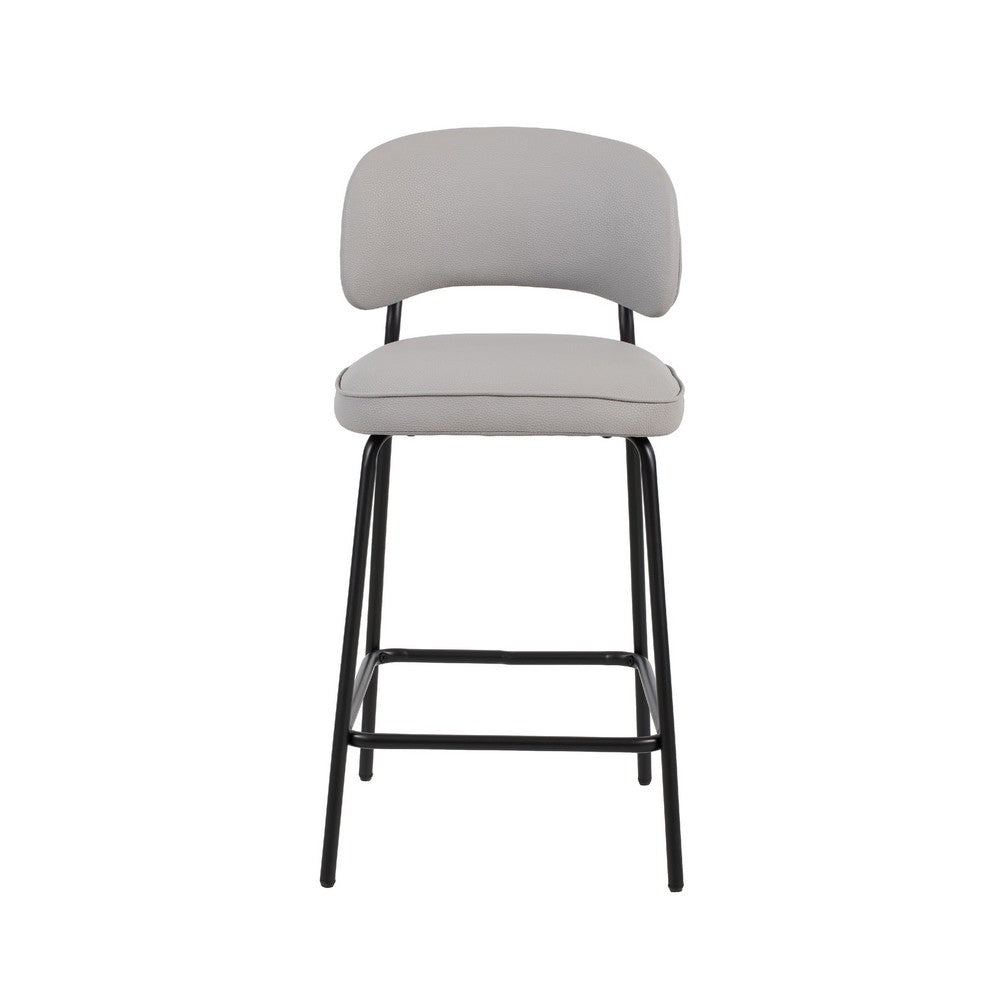 Bly Counter Stool Chair Set of 2 | Ivory Faux Leather | Iron Base
