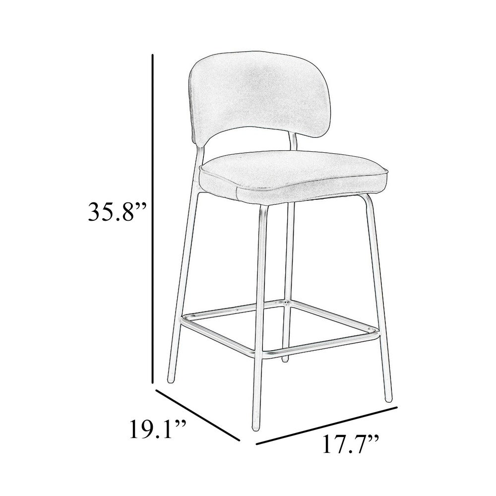 Bly Counter Stool Chair Set of 2 | Ivory Faux Leather | Iron Base