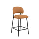 Bly Counter Stool Chair Set of 2 | Orange Faux Leather Seat | Iron Base