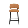 Bly Counter Stool Chair Set of 2 | Orange Faux Leather Seat | Iron Base