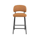 Bly Counter Stool Chair Set of 2 | Orange Faux Leather Seat | Iron Base