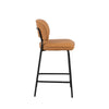 Bly Counter Stool Chair Set of 2 | Orange Faux Leather Seat | Iron Base