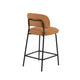 Bly Counter Stool Chair Set of 2 | Orange Faux Leather Seat | Iron Base