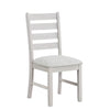 Exy Dining Side Chair Set of 2 | White Padded Seat w Ladder Back | Gray