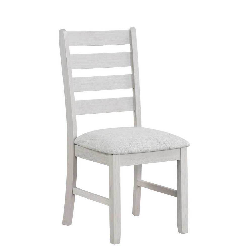 Exy Dining Side Chair Set of 2 | White Padded Seat w Ladder Back | Gray