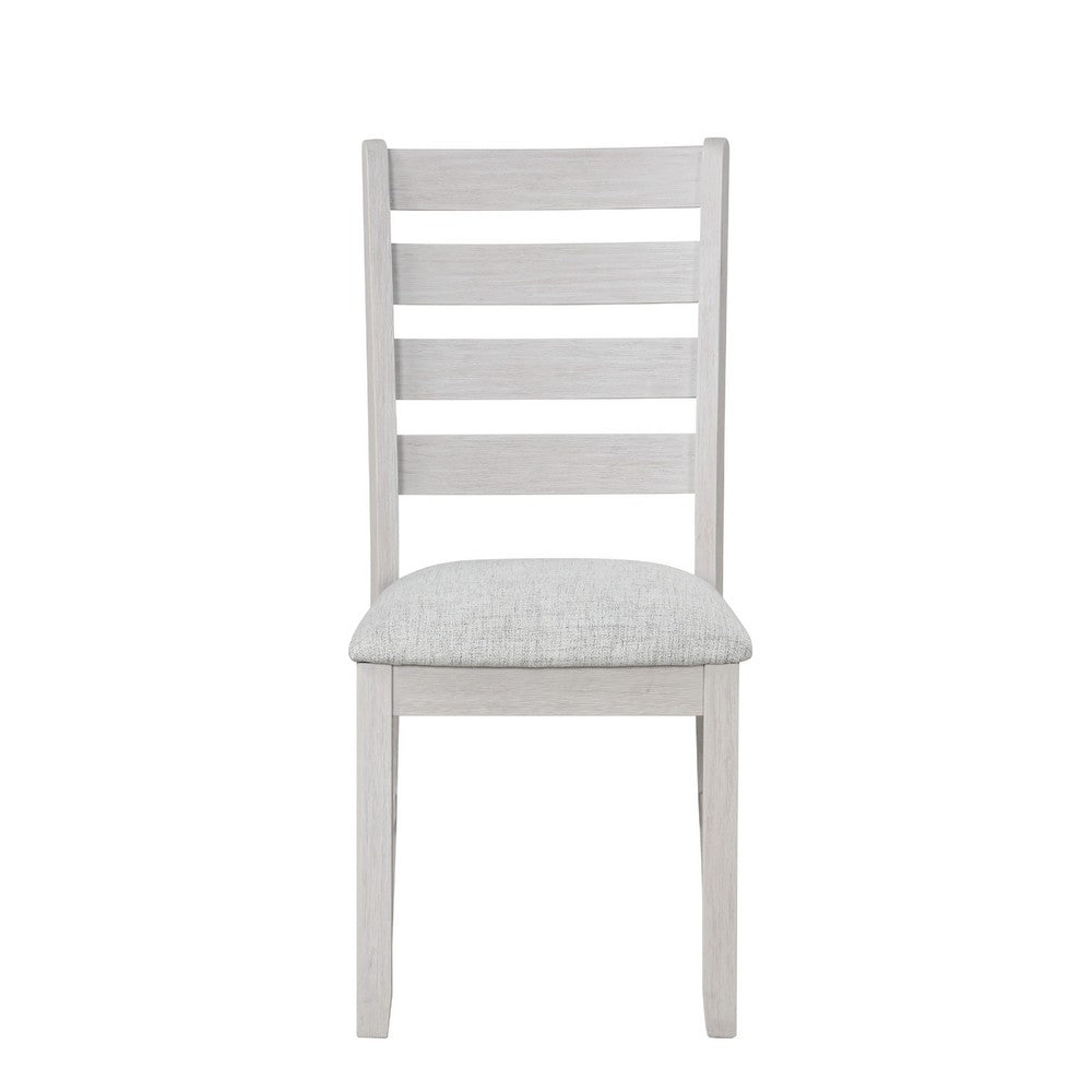 Exy Dining Side Chair Set of 2 | White Padded Seat w Ladder Back | Gray