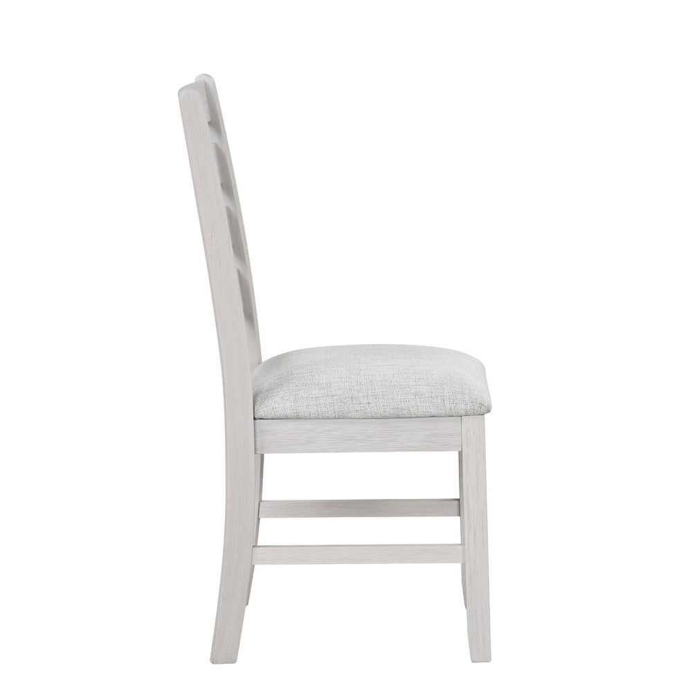 Exy Dining Side Chair Set of 2 | White Padded Seat w Ladder Back | Gray
