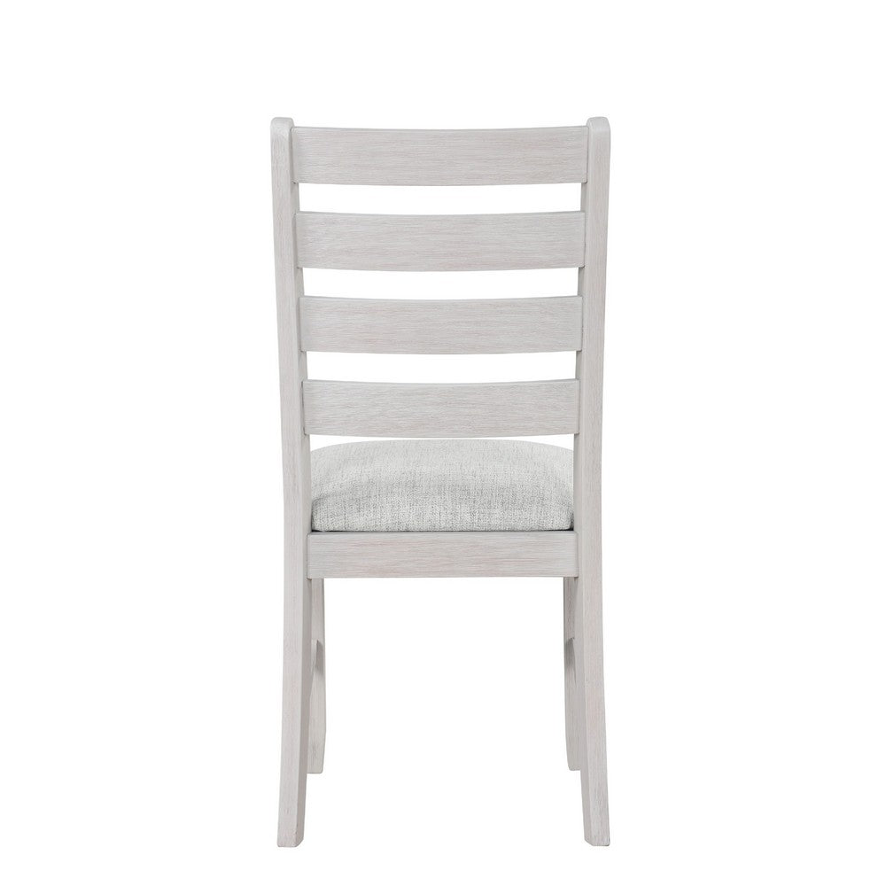 Exy Dining Side Chair Set of 2 | White Padded Seat w Ladder Back | Gray