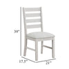Exy Dining Side Chair Set of 2 | White Padded Seat w Ladder Back | Gray