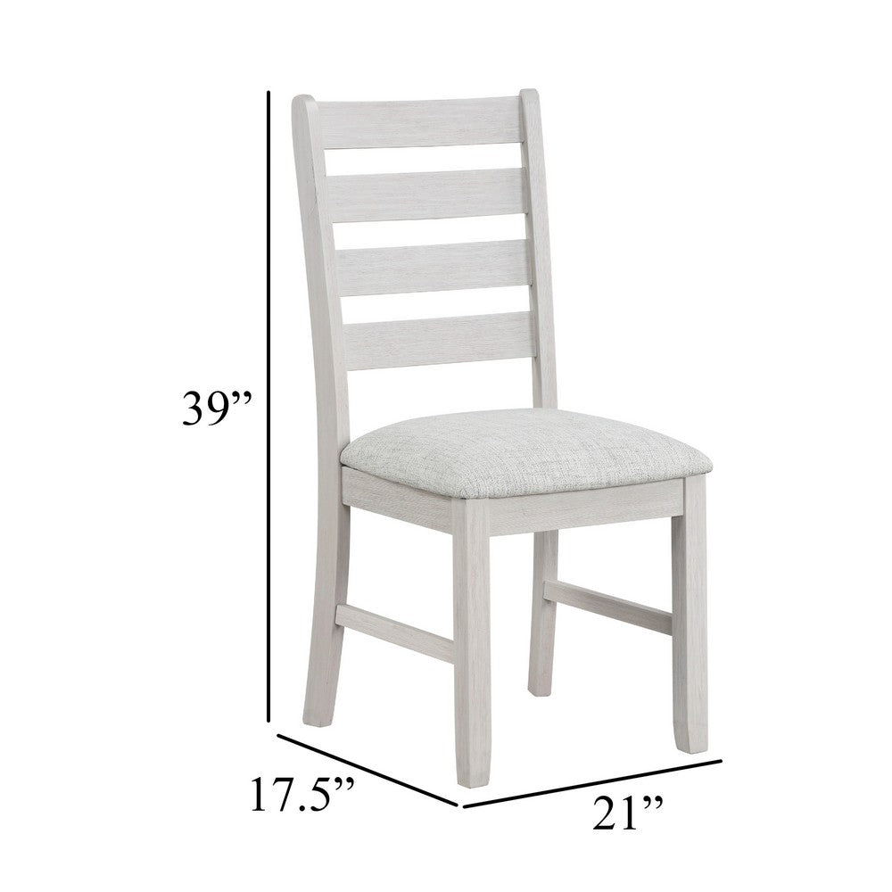 Exy Dining Side Chair Set of 2 | White Padded Seat w Ladder Back | Gray