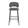 Bly Bar Stool Chair Set of 2 | Gray Faux Leather Fabric | Iron Base