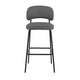 Bly Bar Stool Chair Set of 2 | Gray Faux Leather Fabric | Iron Base