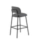 Bly Bar Stool Chair Set of 2 | Gray Faux Leather Fabric | Iron Base