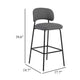Bly Bar Stool Chair Set of 2 | Gray Faux Leather Fabric | Iron Base