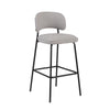 Bly Bar Stool Chair Set of 2 | Ivory Faux Leather Fabric | Iron Base