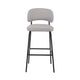 Bly Bar Stool Chair Set of 2 | Ivory Faux Leather Fabric | Iron Base