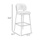 Bly Bar Stool Chair Set of 2 | Ivory Faux Leather Fabric | Iron Base