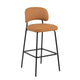 Bly Bar Stool Chair Set of 2 | Orange Faux Leather Fabric | Iron Base