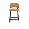 Bly Bar Stool Chair Set of 2 | Orange Faux Leather Fabric | Iron Base