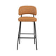 Bly Bar Stool Chair Set of 2 | Orange Faux Leather Fabric | Iron Base