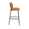 Bly Bar Stool Chair Set of 2 | Orange Faux Leather Fabric | Iron Base
