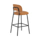 Bly Bar Stool Chair Set of 2 | Orange Faux Leather Fabric | Iron Base