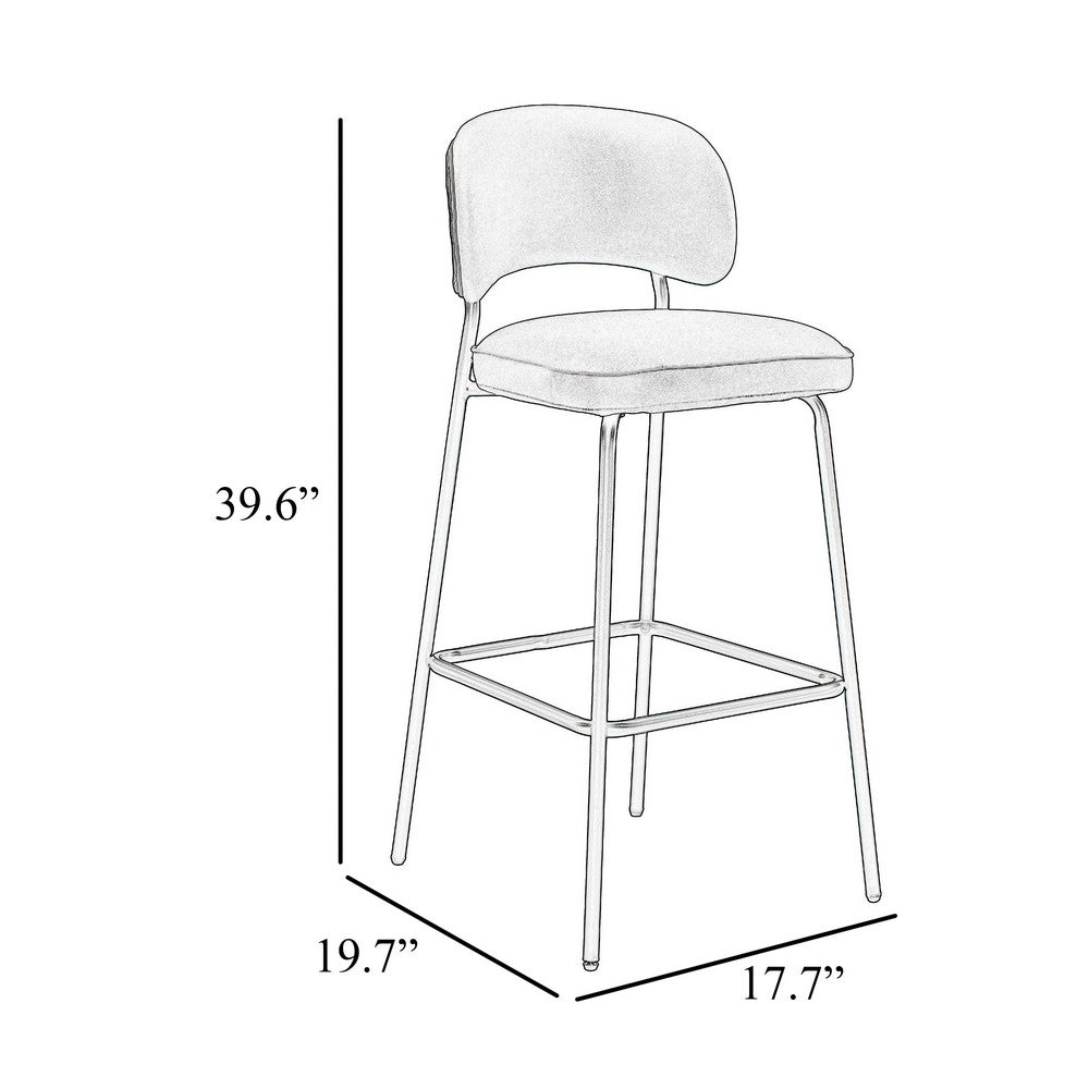 Bly Bar Stool Chair Set of 2 | Orange Faux Leather Fabric | Iron Base