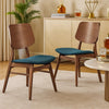 Scar Dining Side Chair Set of 2 | Teal Green Seat | Walnut Brown Wood