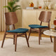 Scar Dining Side Chair Set of 2 | Teal Green Seat | Walnut Brown Wood