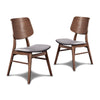 Scar Dining Side Chair Set of 2 | Dark Gray Seat | Walnut Brown Wood