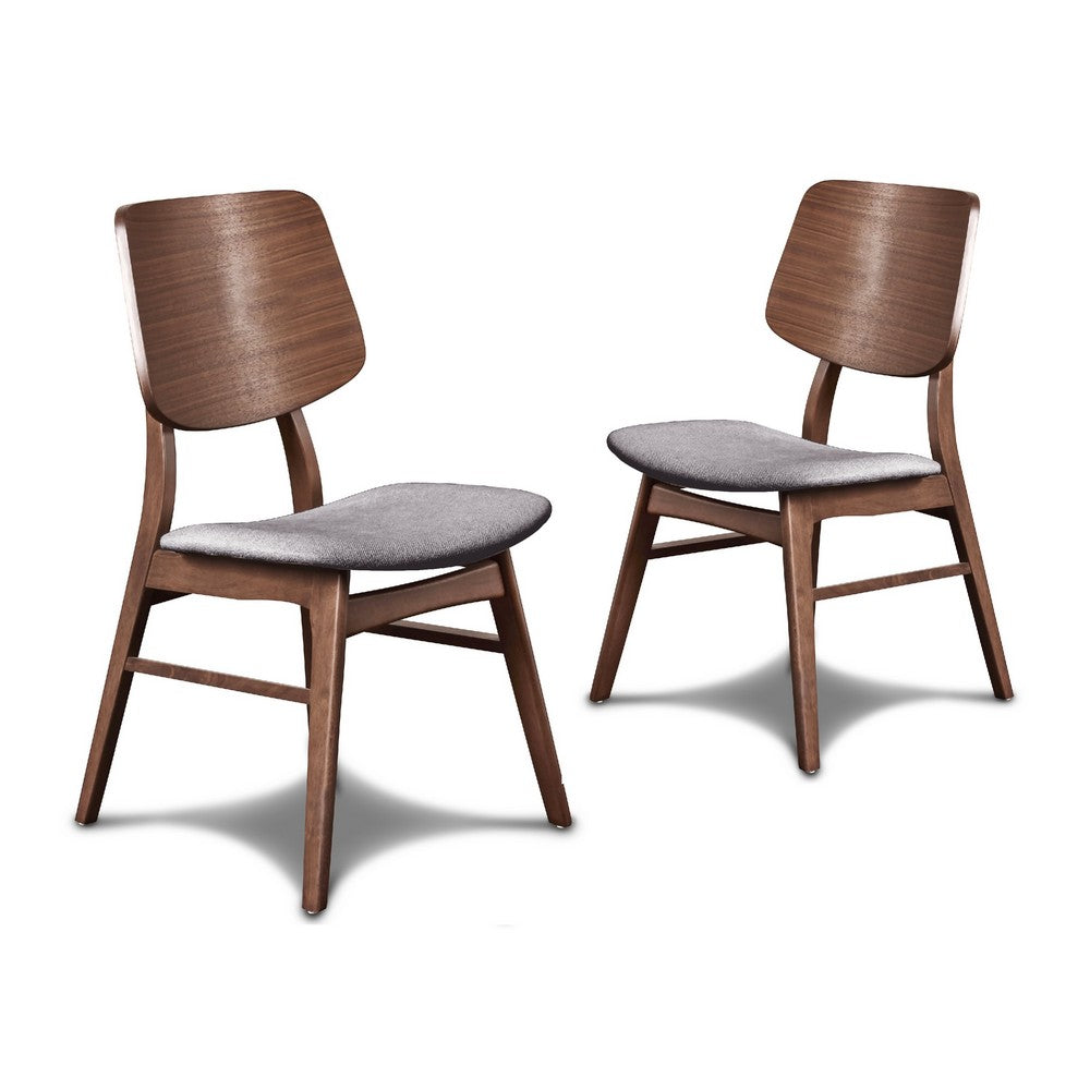 Scar Dining Side Chair Set of 2 | Dark Gray Seat | Walnut Brown Wood
