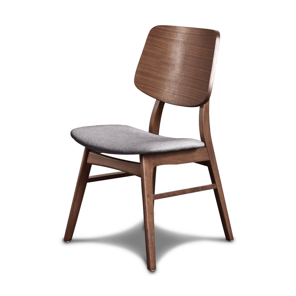 Scar Dining Side Chair Set of 2 | Dark Gray Seat | Walnut Brown Wood