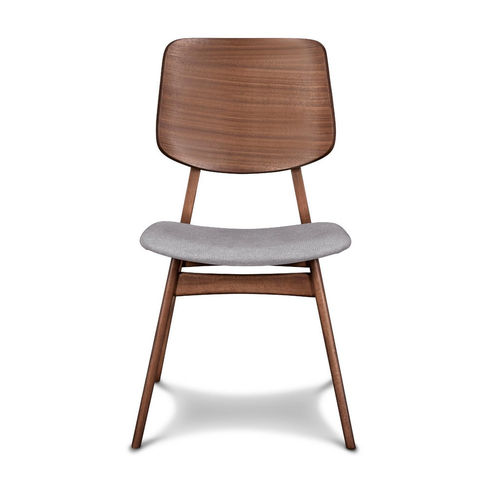 Scar Dining Side Chair Set of 2 | Dark Gray Seat | Walnut Brown Wood