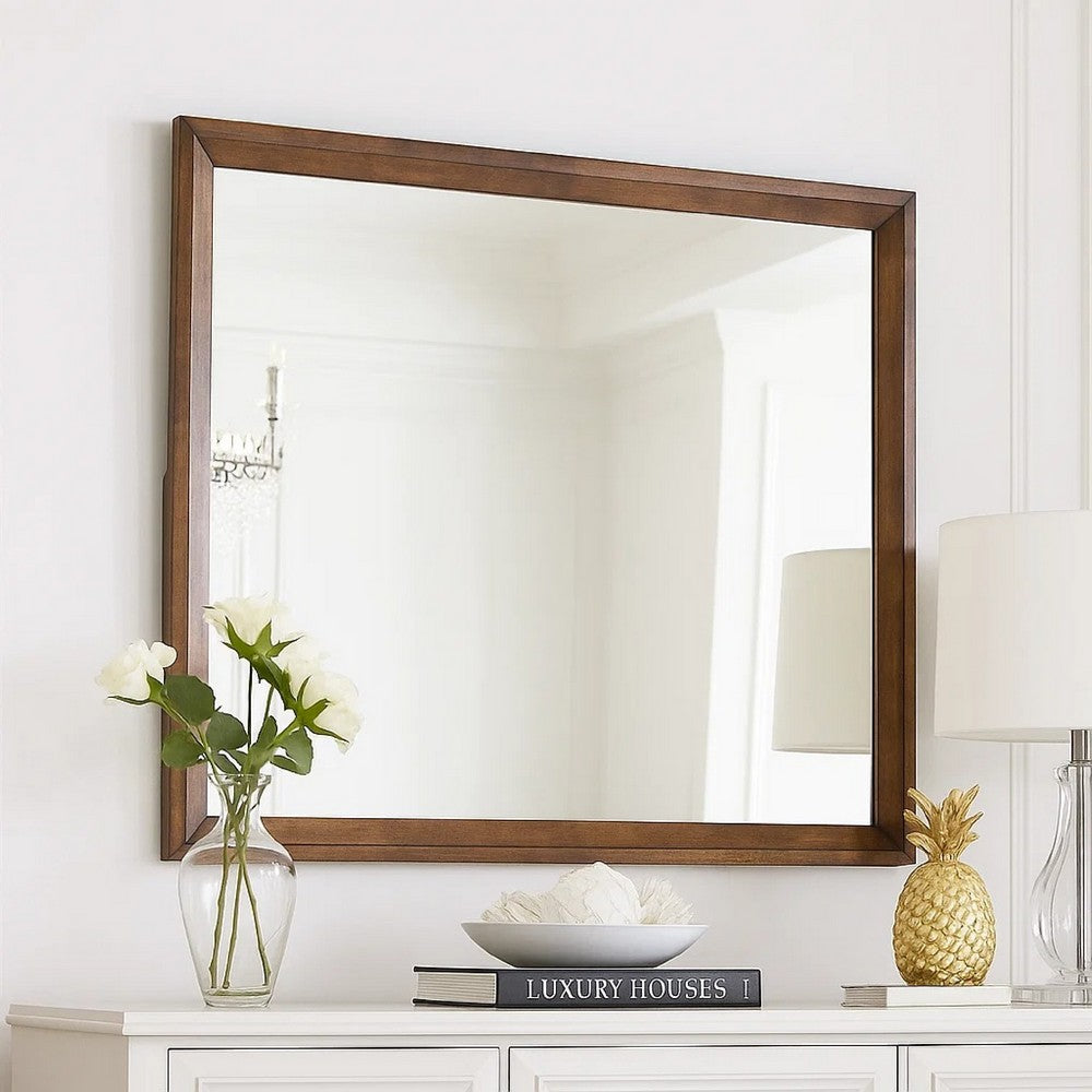 Lary Dresser Mirror | 45" Rectangular Frame | Walnut Brown Okume Veneer