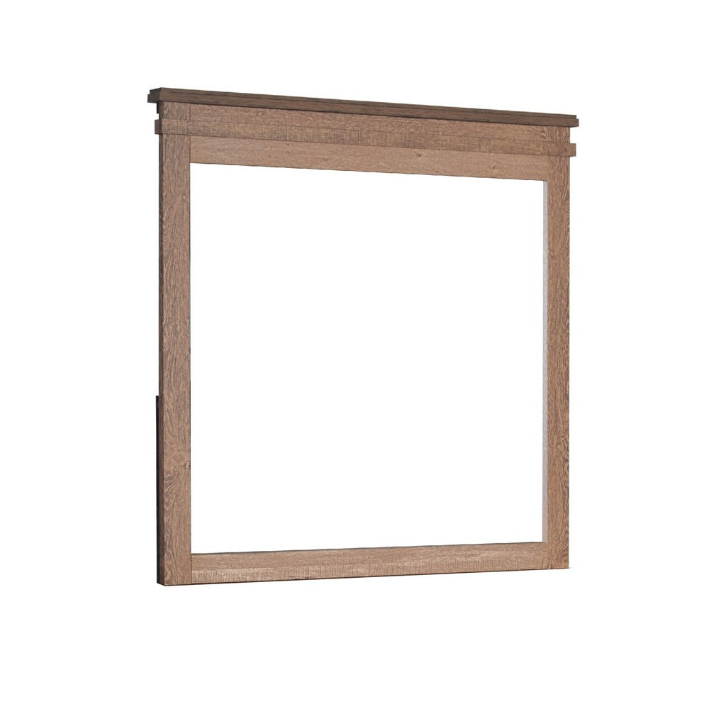 Covy Dresser Mirror | 40" Square Frame | Low Distortion | Natural Brown