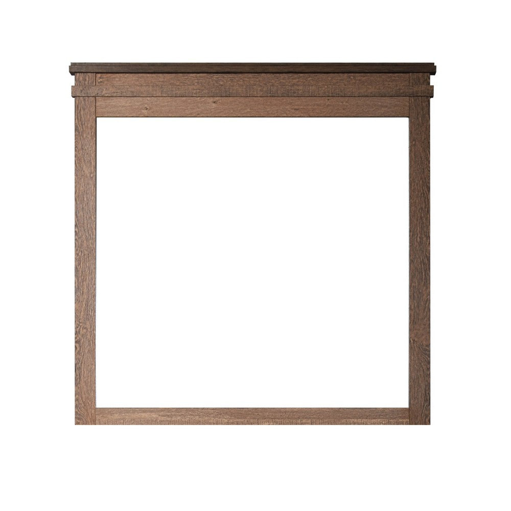 Covy Dresser Mirror | 40" Square Frame | Low Distortion | Natural Brown