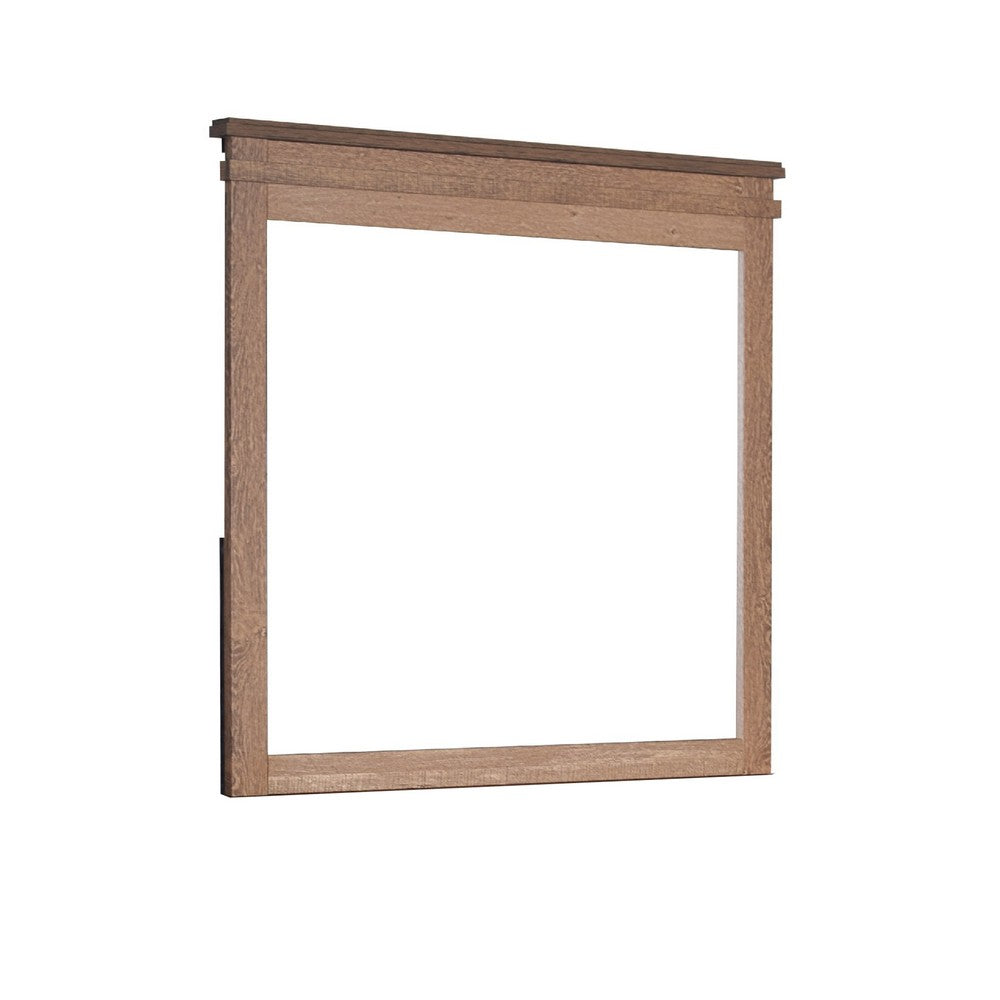 Covy Dresser Mirror | 40" Square Frame | Low Distortion | Natural Brown
