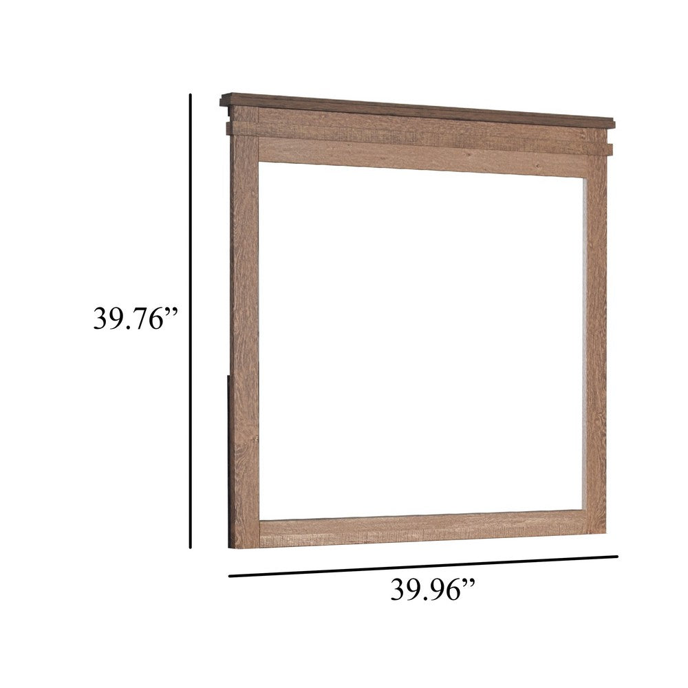 Covy Dresser Mirror | 40" Square Frame | Low Distortion | Natural Brown