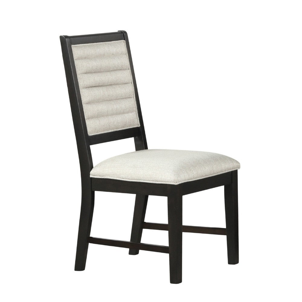 Pex Dining Side Chair Set of 2 | Channel Tufted Back | Espresso Brown