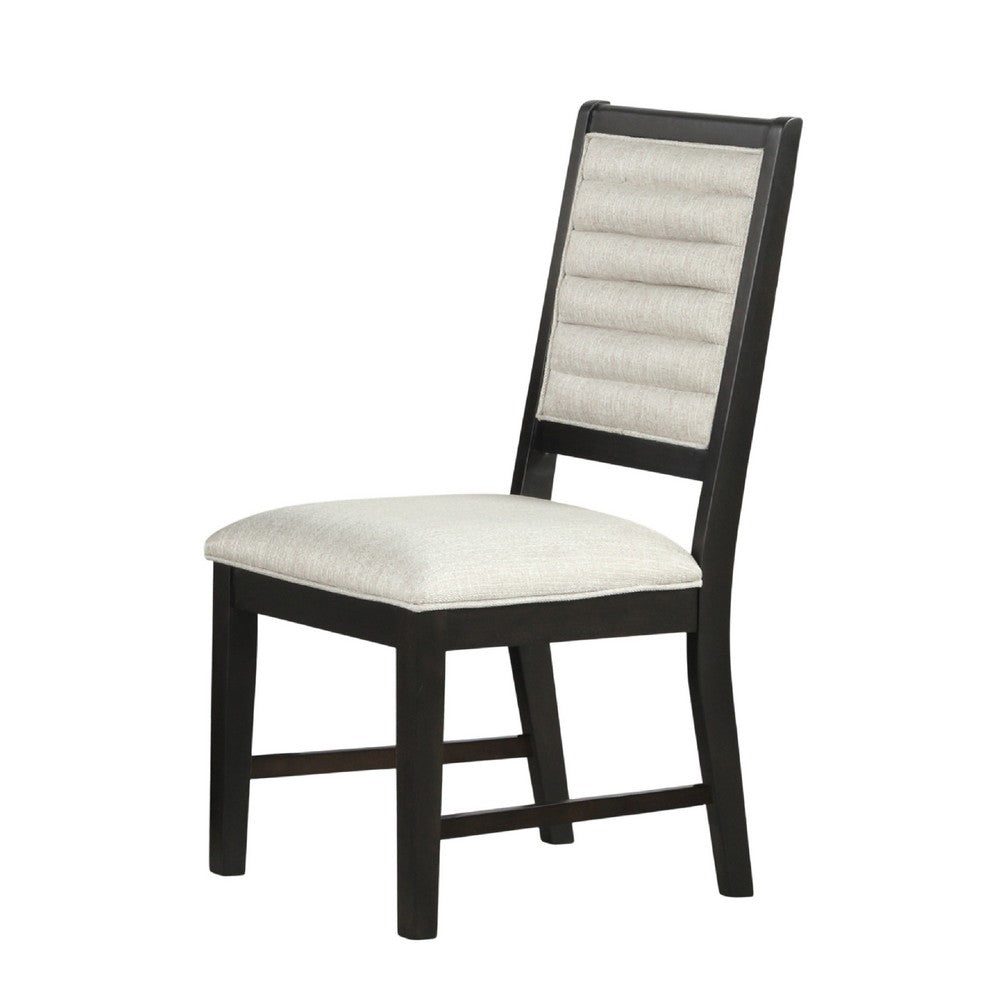 Pex Dining Side Chair Set of 2 | Channel Tufted Back | Espresso Brown