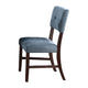 Tery Dining Side Chair Set of 2 | Tufted Blue Backrest | Cherry Brown