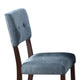 Tery Dining Side Chair Set of 2 | Tufted Blue Backrest | Cherry Brown